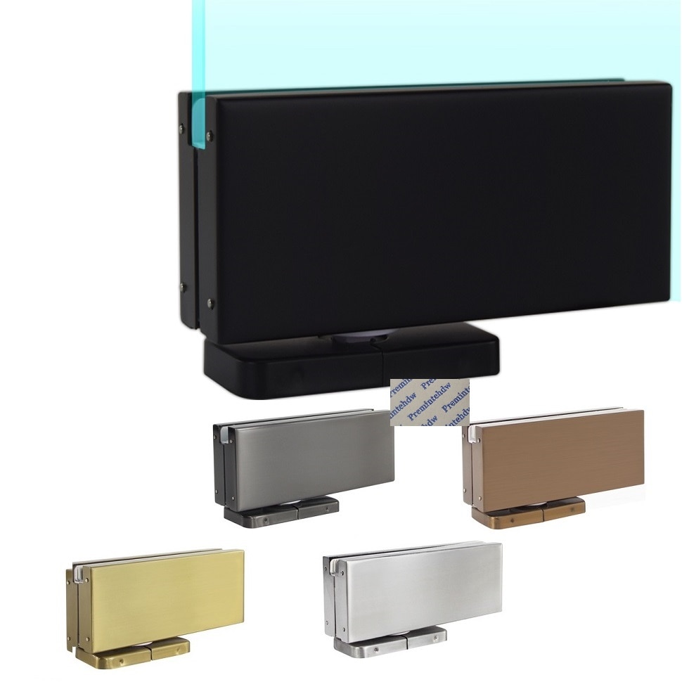 Face Mount Digging Free Floor Closer Spring Glass Door Patch Fitting Pivot Hinge Brush Matte Black Rose Gold Titanium