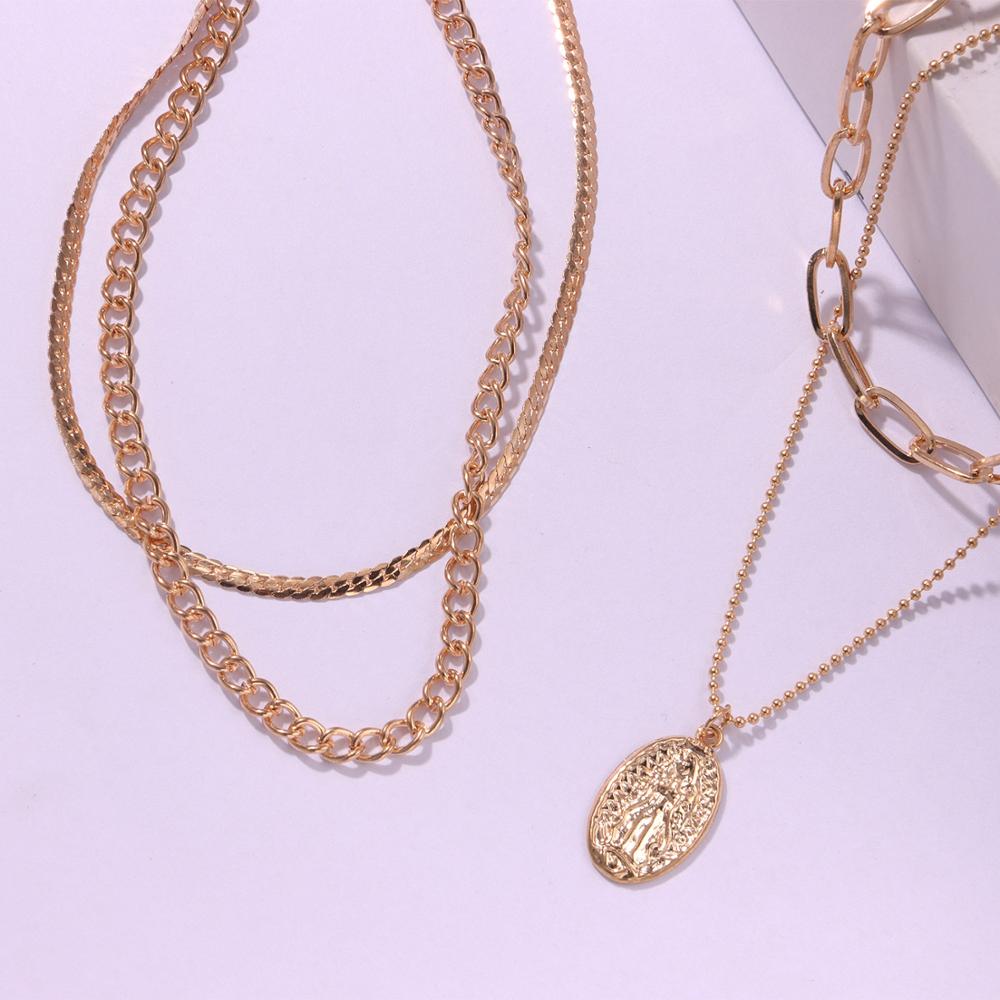 Vintage Gold Round Necklaces Coin Necklaces For Women Girl Long Coin Pendant & Necklace Female Jewelry