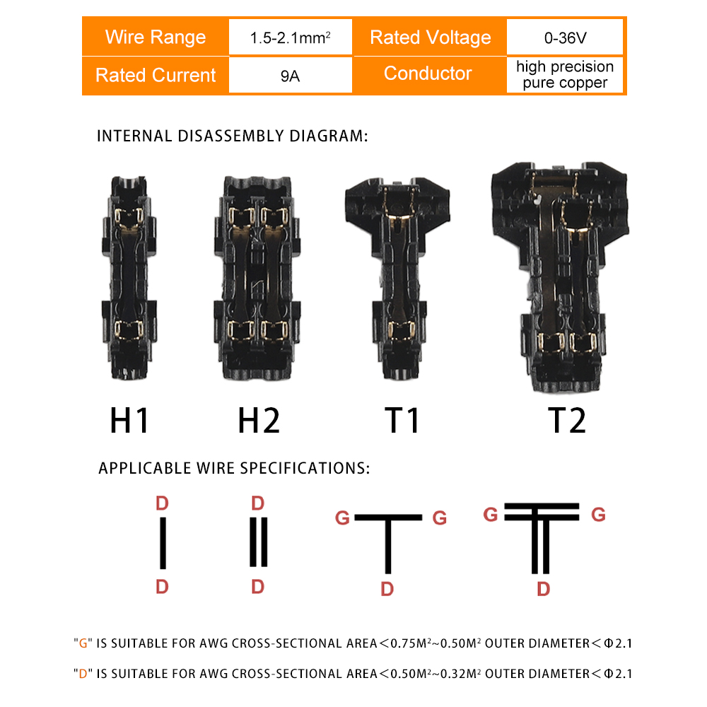 10PCS I/T Type Low Voltage Quick Electrical Cable Connector Toolless Snap Splice Lock Terminal No Stripping Crimp Connectors