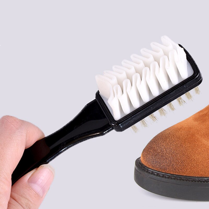 Juego de brochas de goma para limpieza lateral, de 2 pares, aptas para zapatos de piel nobuk de ante, pulidora de zapatos, accesorios para el hogar