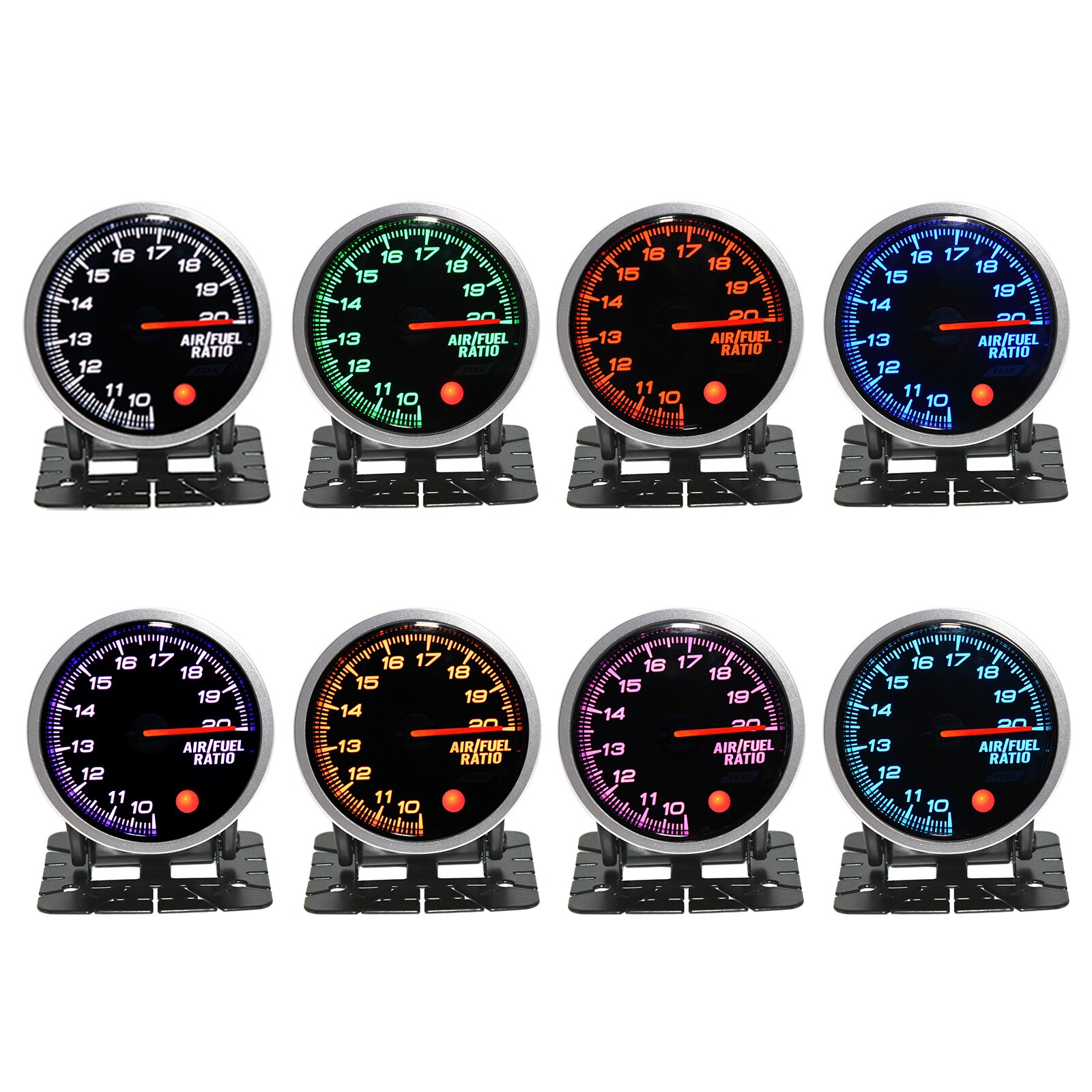 HD 2&quot; 52mm 8 Color LED Car Air Fuel Ratio Gauge Auto Bar Turbo Boost Gauge Meter Oil Water Temp Gauge Voltmeter EGT Tachometer