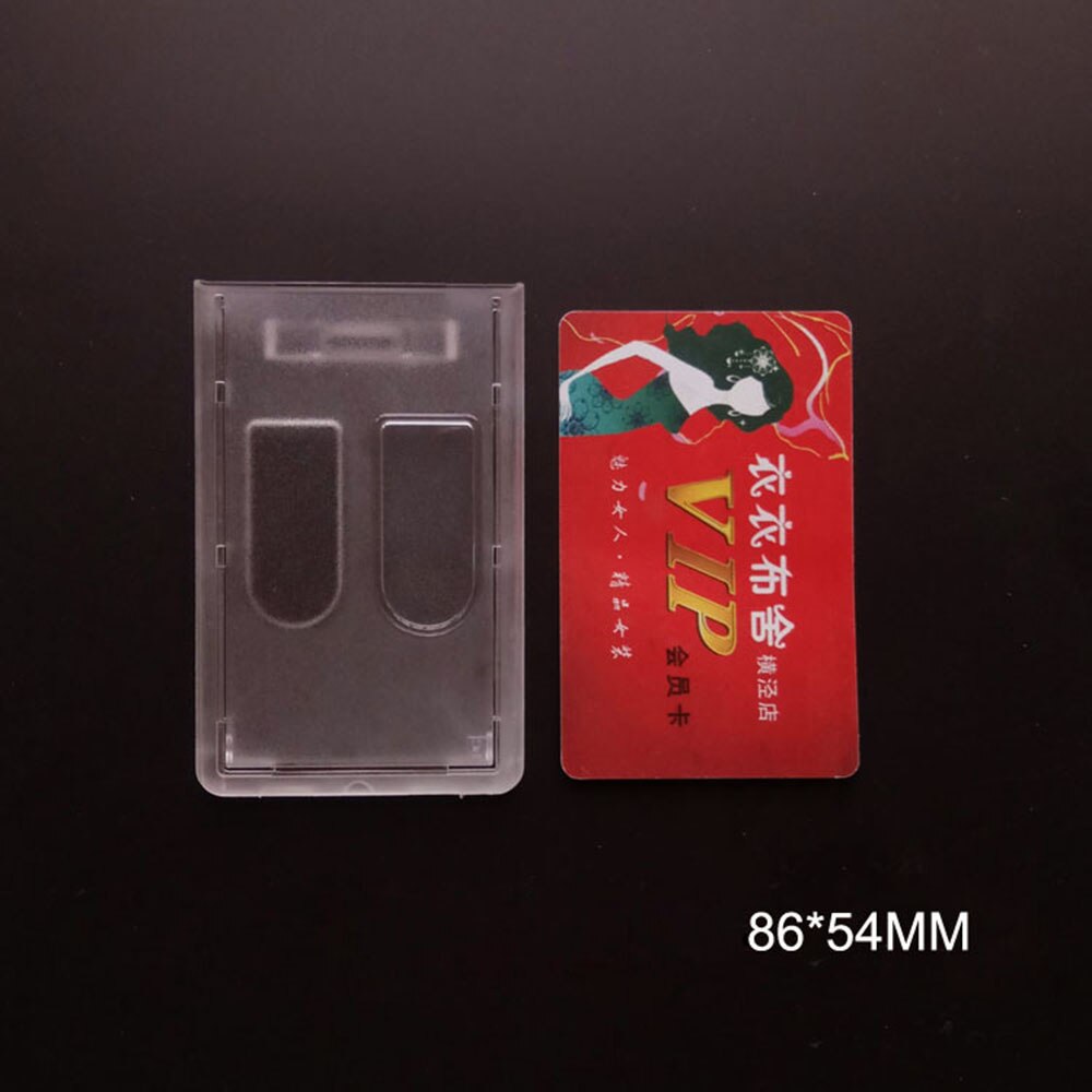 1PC Vertical Hard Plastic ID Badge Holder Double Card Cover Pocket Bus Card PC Matte Transparent Bank Credit Card Holder