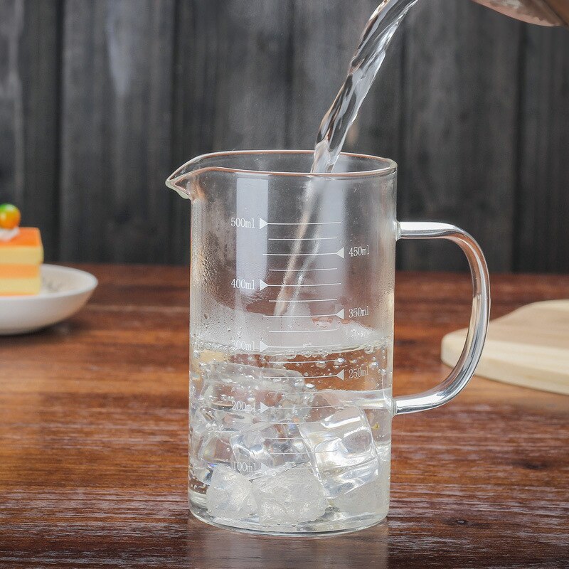 Glass Scale Measuring Cup with Lid Glass Baking Measurement Accessories Simple Transparent Home Jug Measuring Desktop Tools