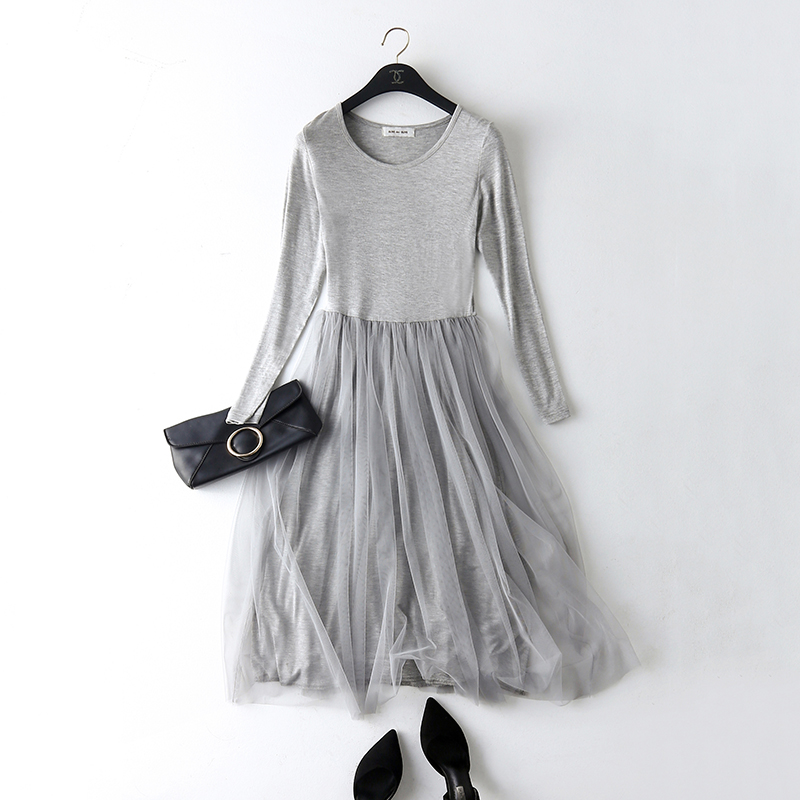 Modal long-sleeve basic one-piece underskirt gauze female basic full slip spring and autumn all-match lace basic skirt