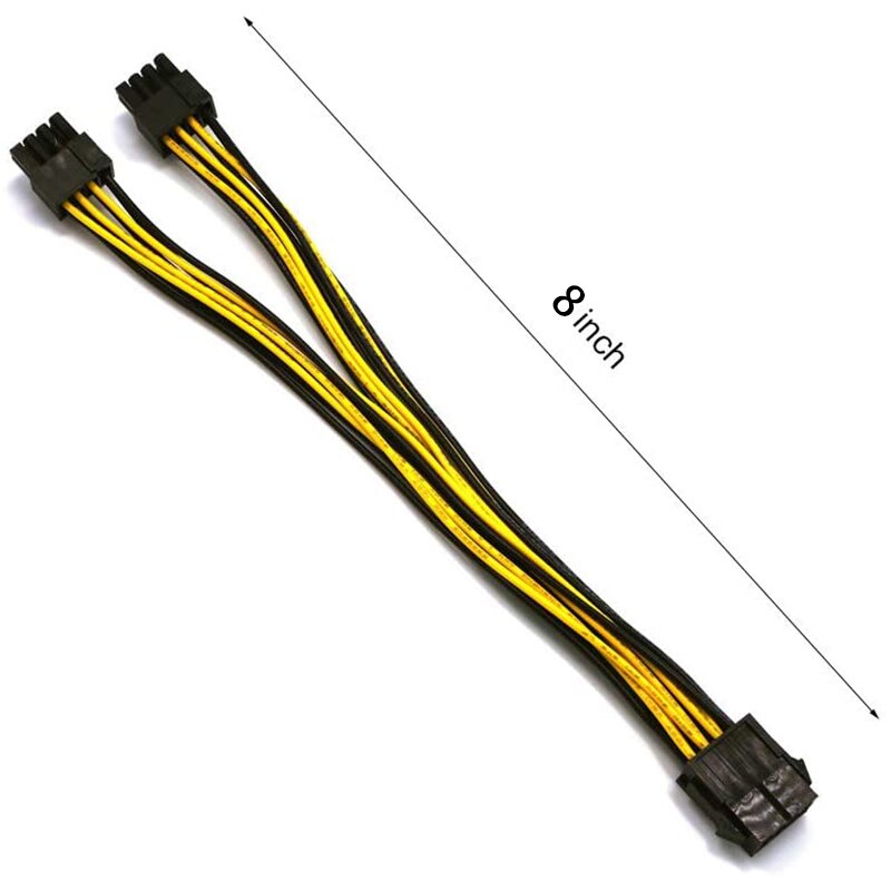 PCIe 8 Pin to 2 x 8 Pin (6+2) PCI Express Adapter Power Cable PCIE Y - Splitter Extension Cable 8 Inches