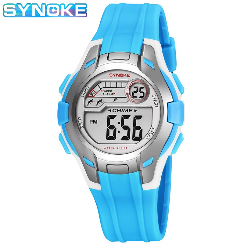 Synoke Outdoor Kinderen Sport Horloge Pu Band Shock Slip Waterdichte Digitale Horloge Elektronische Horloges Voor Kinderen Xfcs