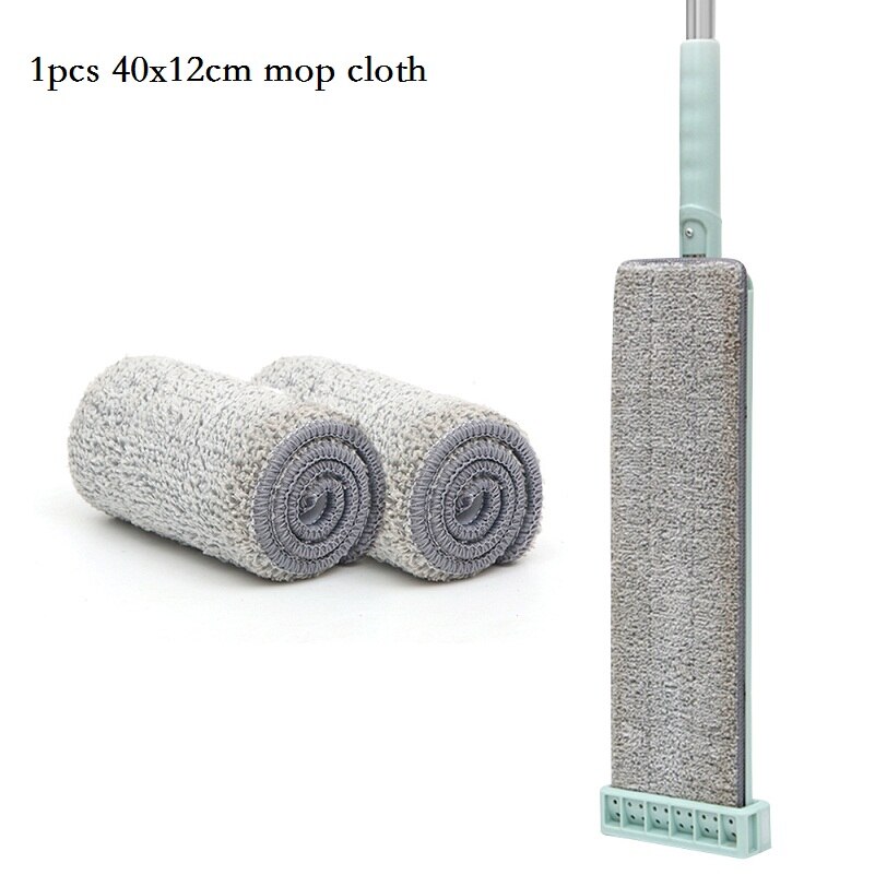 Squeeze Mop Automatic Flat Hand-free Wash Microfiber Cleaning Rebound for Household Cleaning Supplies: 1pc 40x12cm cloth