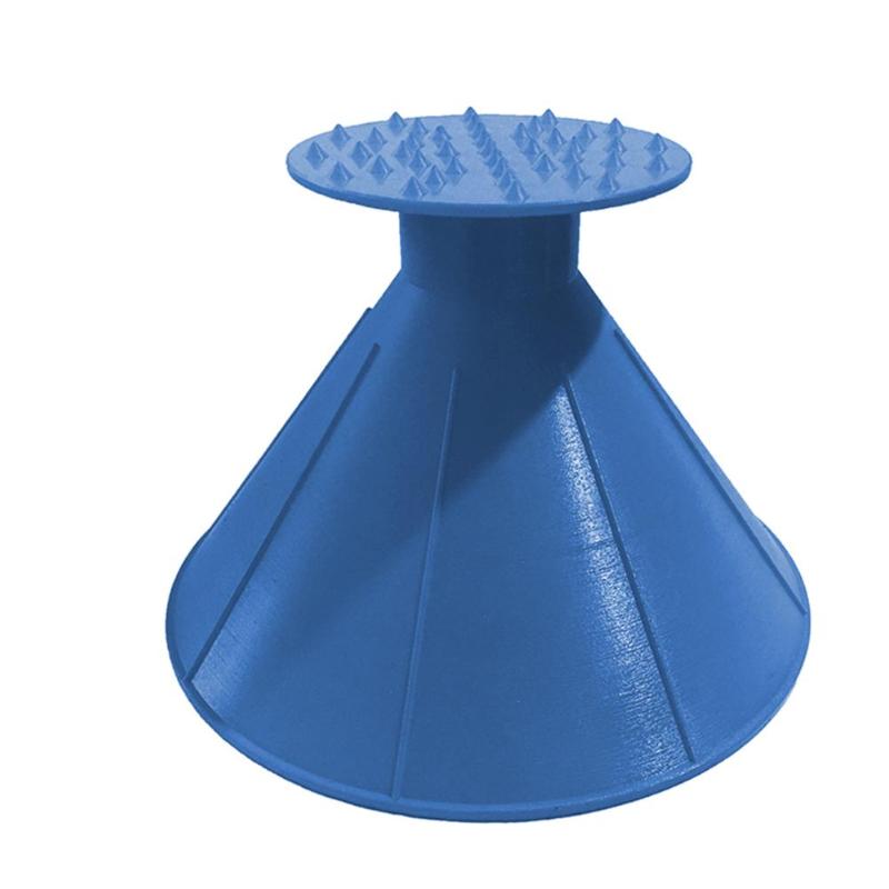 Outdoor Round Ice Scraper Car Windshield Snow Scraper Funnel Shovel Cone Shaped Winter Car Tool Snow Remover: Blue