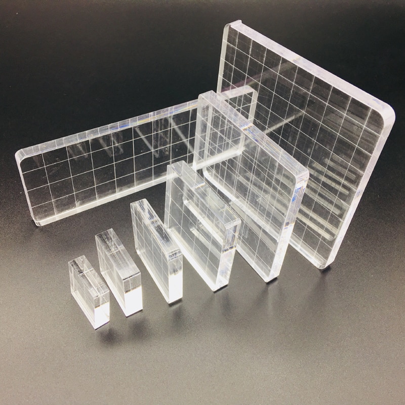 Multi-størrelse stempel blok akryl blok pad tilbehør klar transpant stempelkort scrapbog stempling klistermærker akryl ark