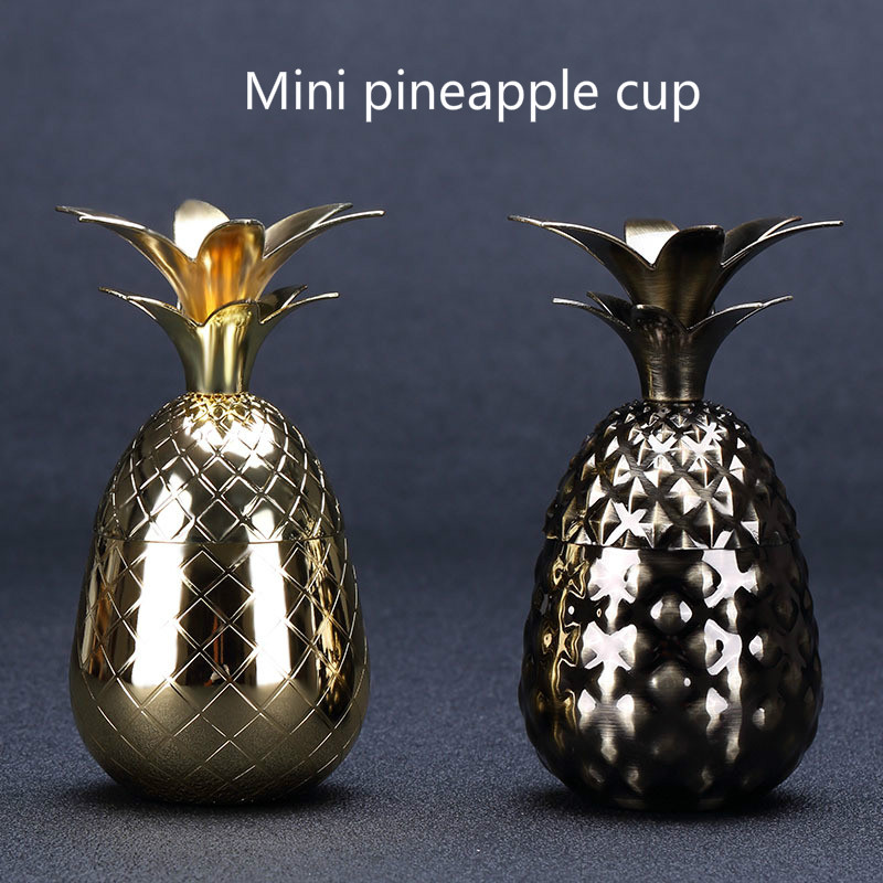 80-100ml Mini Ananas Tasse Edelstahl Cocktail Tasse Becher Barmann Molekulare Tasse Metall Schuss Wein Glas Trinken ausrügestochen