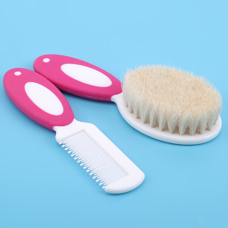 Baby Care Wool Baby Plastic Brush Comb Brush Baby Hairbrush Newborn Hair Brush Infant Comb Head Massager: rose red