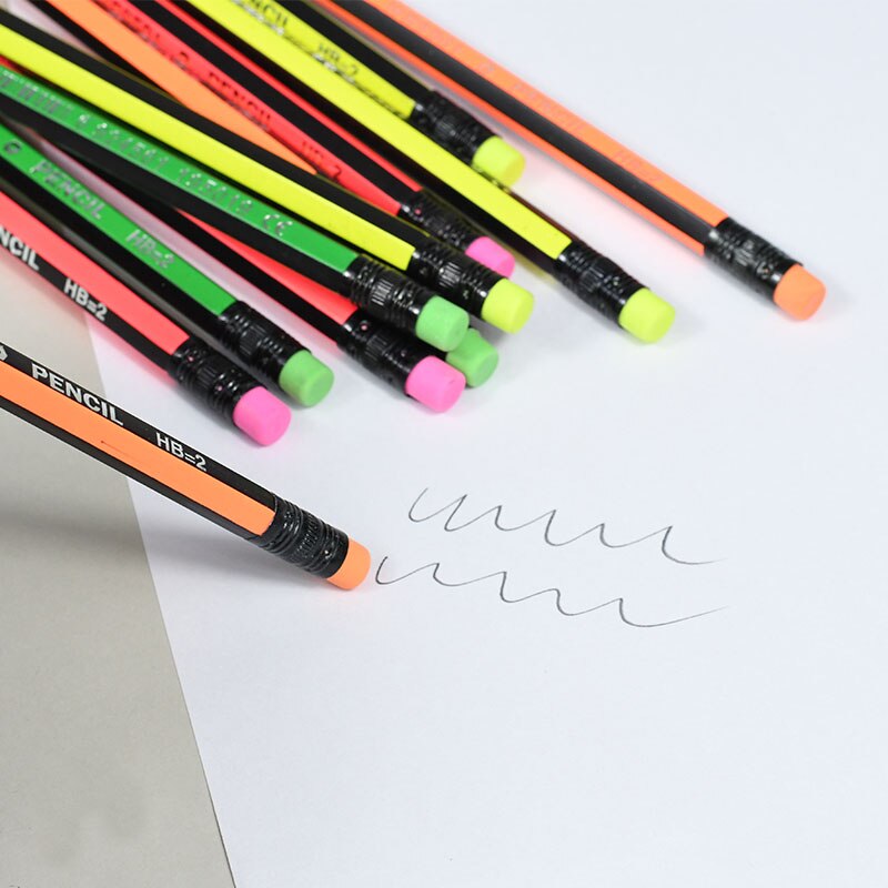 9501 Kawaii Wooden Pencils Set With Rubber Students Stationery Eraser For Kids Writing tools