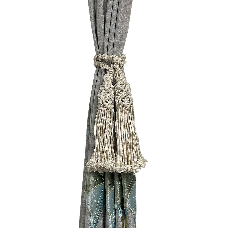 Sujetadores de macramé hechos a mano para cortina, Clips de algodón con borlas, correas de cuerda, soporte de cortina, accesorio para decoración del hogar