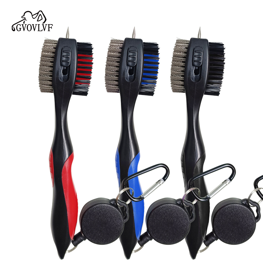 Escova de limpeza de tacos de golfe com ponta retrátil para limpeza de ranhuras, ferramenta de limpeza de grandes dimensões para ferros de madeira e acessórios de sapatos