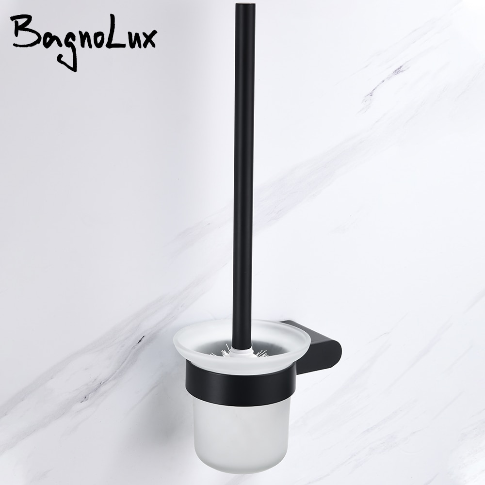 Toilet Brush Holders Stainless Steel Matt Black Toilet Bowl Brush Clean Ceramic Bathroom WC Accessories