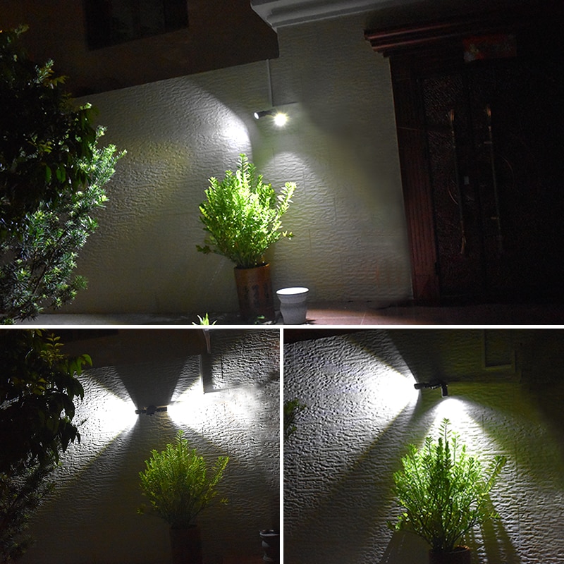10w zonne-energie lampen cob led kraal dubbele kop verstelbare lamp beveiligingsverlichting spot voor buiten tuin tuin muur waterdicht