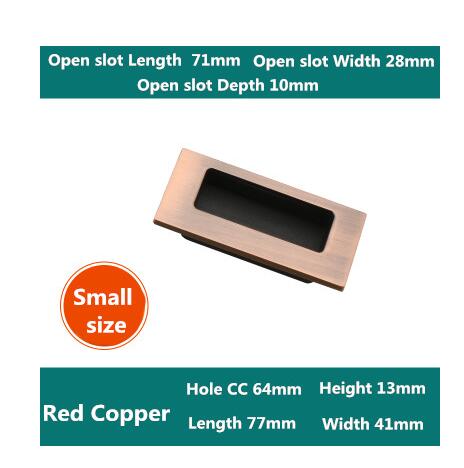 Tirador envejecido oculto para muebles rojo bronce cobre cocina gabinete perillas armario cajón tiradores de puertas agujero CC 64mm/96mm/128mm: CC 64 Red Copper