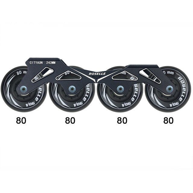 Ruedas y rodamientos para Patines en línea Slalom, Base para Patines deslizantes para adultos y niños, 231, 243mm, marco y 4x80, 76 y 72mm, 90A: 80-80-80-80mm