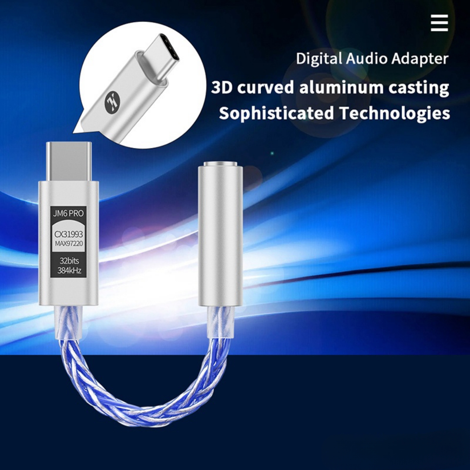 JCALLY-Radiateur audio numérique portable, JM6 Pro, Type-C à 3.5mm, Adaptateur pour casque mobile, Radiateur HiFi, Convient pour les touristes, CX31993, Prévention 97220
