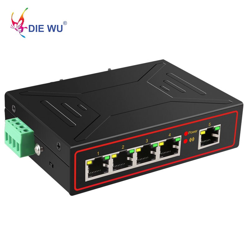 5 Ports Industrial Metal Case Ethernet Switch 10/100Mbps Rj45 Signal Strengthen Vlan Network Switch