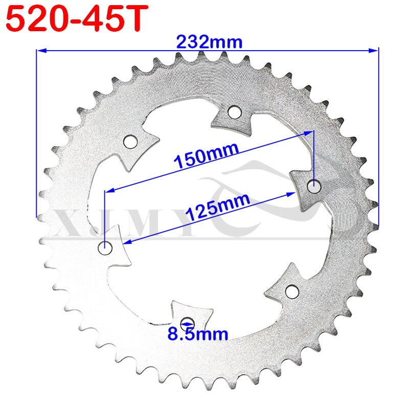 520 Chains 43T/45T/47T/49T Motorcycle Chain Sprockets Rear Back Sprocket For ATV Quad Pit Dirt Bike Motorcycle Motor Moped: 520-45T A