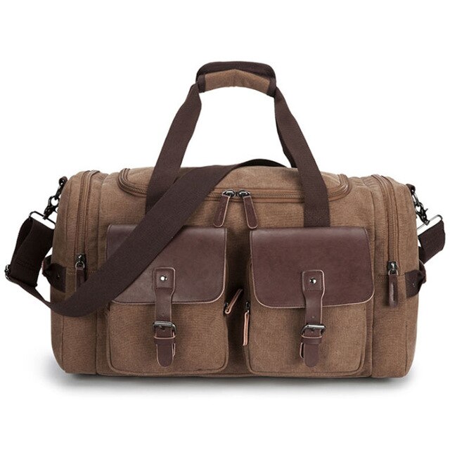 35l unisex canvas outdoor sporttas voor heren, multifunctionele weekendtas, schoudertas, reistas, fitnesstas, crossbodytas: Bruin