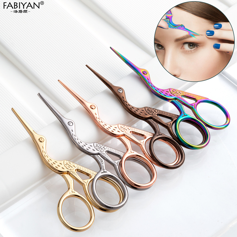 Tesoura de beleza retrô de aço inoxidável, aparador de maquiagem, cílios, nariz, removedor de pelos faciais, tesoura de unhas, ferramentas de costura