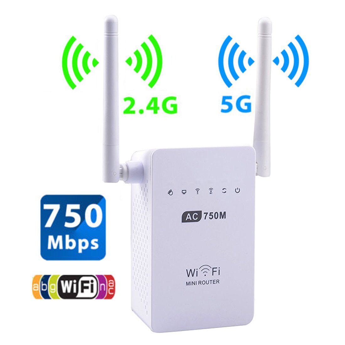 802.11b/g/n/ac 750 Mbps sans fil Wifi répéteur Mini répétidor Wifi Signal amplificateur 2.4G + 5.8G Wifi Extender 2 * 5dBi antenne ue/US