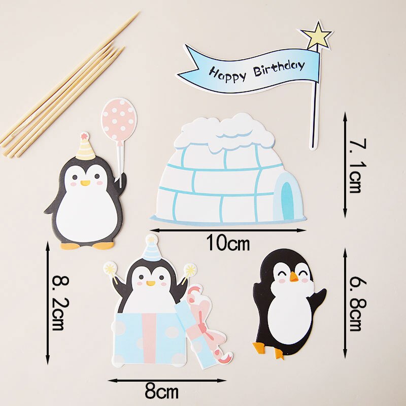 Décoration de gâteau joyeux anniversaire, chapeau de pingouin, flocon de neige, Igloo, Cupcake, cuisson, drapeau de fête, décor de gâteau pour réception pour bébé, de noël: Fluorescence Jaune