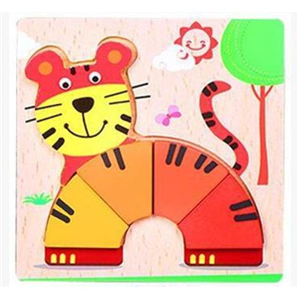 Montessori Toys Educational Wooden Toys for Children Early Learning 3D Cartoon Animal Wood Materials Puzzle Intelligence Jigsaw: 12