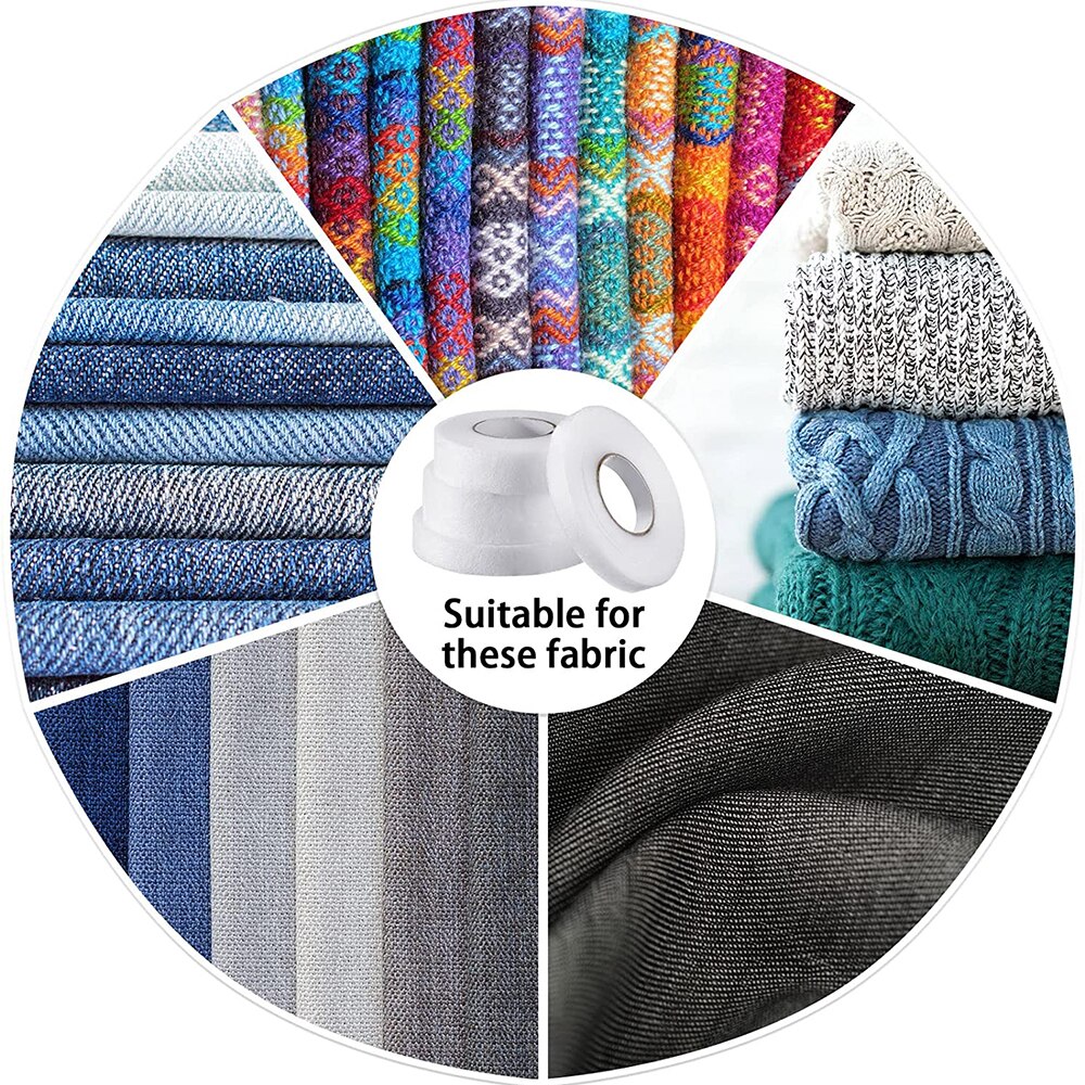 Cinta de fusión de tela de doble cara de 50M, dobladillo sin coser, cinta adhesiva de planchado para pantalones, vestidos, accesorios de ropa