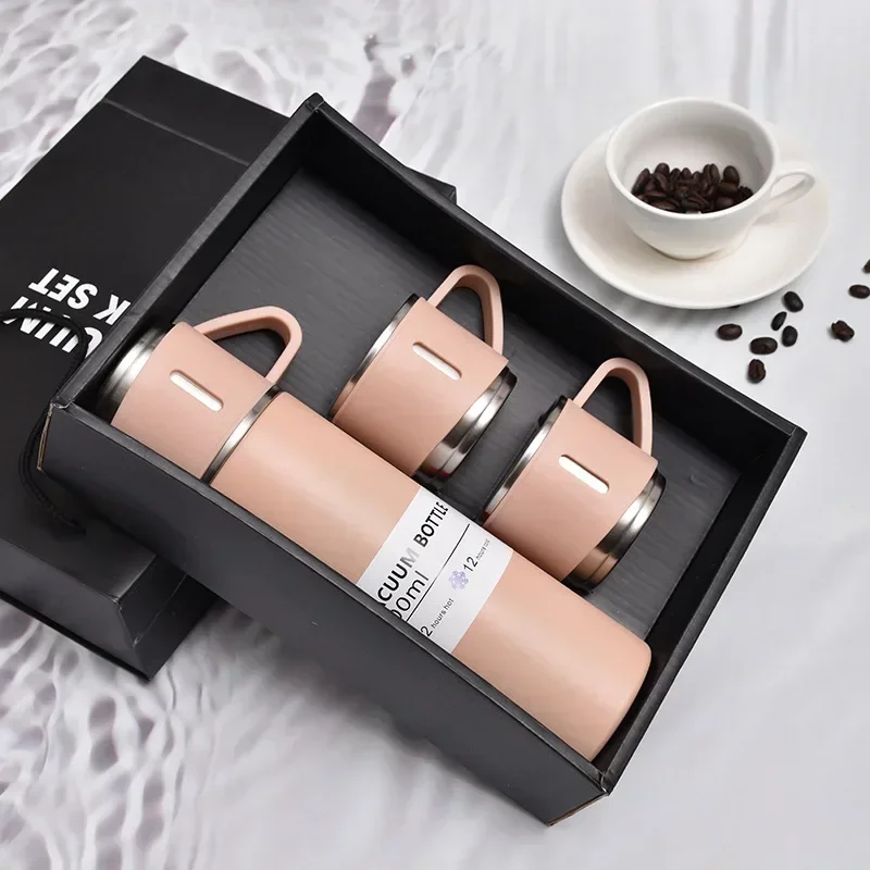 500ML 304 Stainless Steel Vacuum Insulated Bottle Set Office Business Style Coffee Mug Thermos Bottle Portable Flask Carafe: green