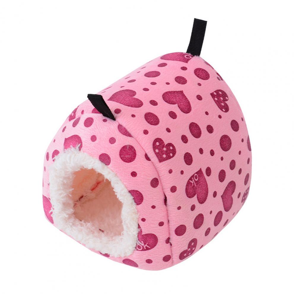 Small Animal Bed Thicken Plush Hamster Bed Non-sticky Hair Cute Hamster Guinea Pigs Bed House: Pink / S