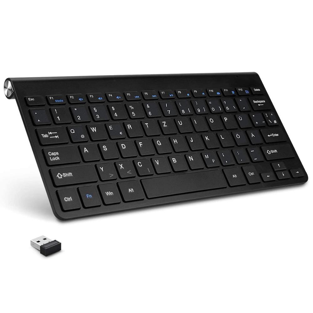 German Layout QWERTZ German keyboard Stickers Wireless Keyboard 2.4G Lightweight Slim Multimedia Keys Silent