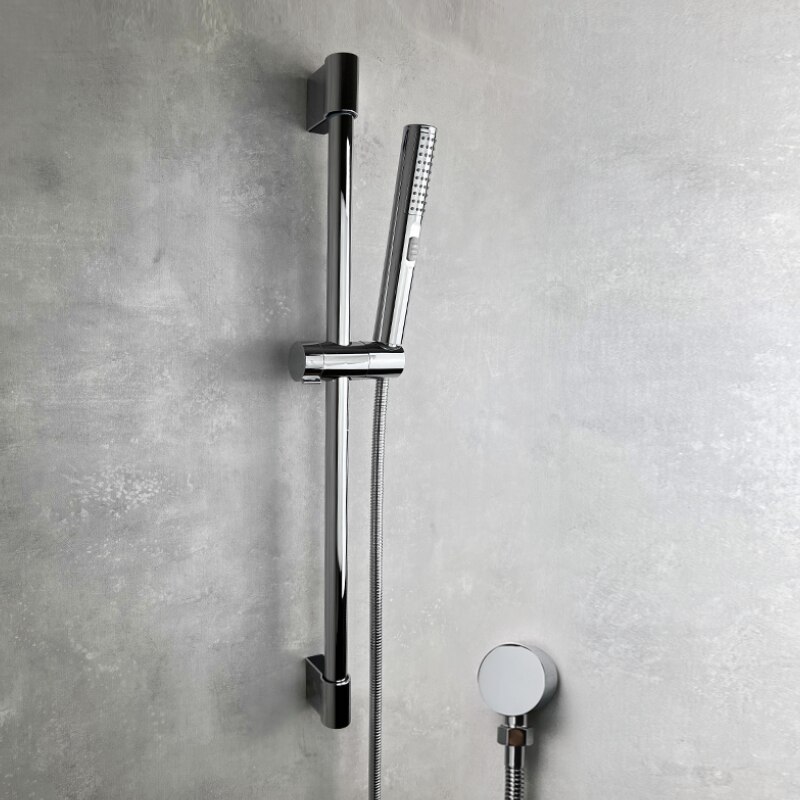 Shower Bar Set with Sliding Bar Solid Brass Outlet Connector 2 Functions Hand Shower 1.5m Hose Adjustable ABS Holder Matt Black