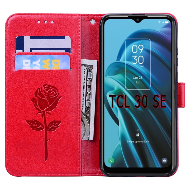 Voor Tcl 30 Se Case 6127I Flip Leather Wallet Magnetische Card Stand Telefoon Cover Hoesje Etui Boek Voor Tcl 6165H1 6165H 30SE Case Bag