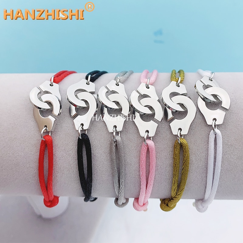 Stainless Steel Handcuff Bracelet For Women Men Adjustable Rope Bracelet Menottes Bijoux Corde Bracelet