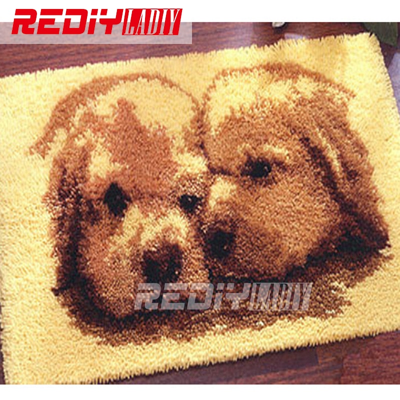 DIY alfombra dos cachorros Kit para alfombra de aguja de lengüeta 3D ganchillo tapicería sofá almohada conjunto bordado sin piso Mat