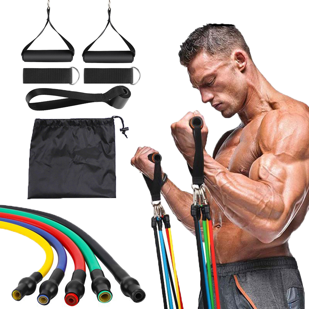 11 stks/set Trekkoord Yoga Weerstandsbanden Elastiek Crossfit Fitness Elastisch Rubber Training Workout Expander Gymapparatuur