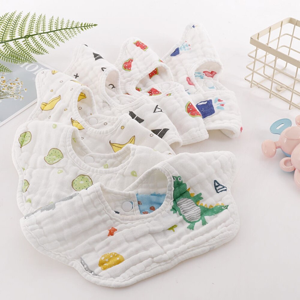 Waterproof Baby Bibs Kids Saliva Towel Flower Print Cotton Baby Boys Girl Bib 360 Degree Rotation Infant Bibs Burp Cloth