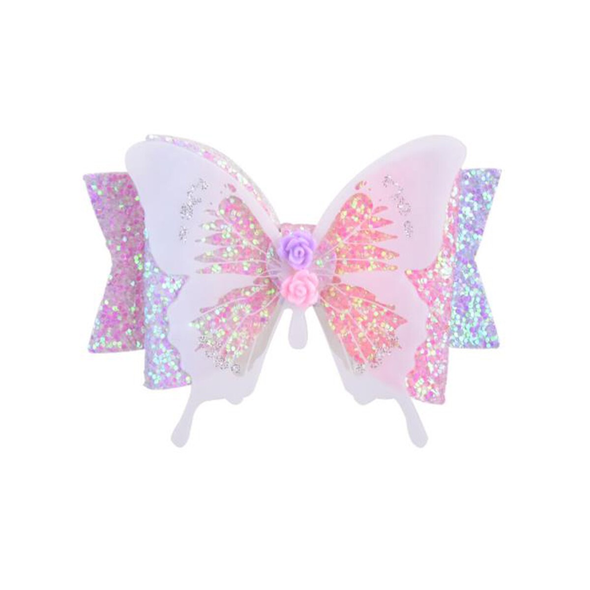 Małe dziewczynki błyszcząca ozdoba robić włosów łuki świecący robić włosów w kształcie motyla Barrettes zaciski krokodylkowe upominki na przyjęcie urodzinowe: 3