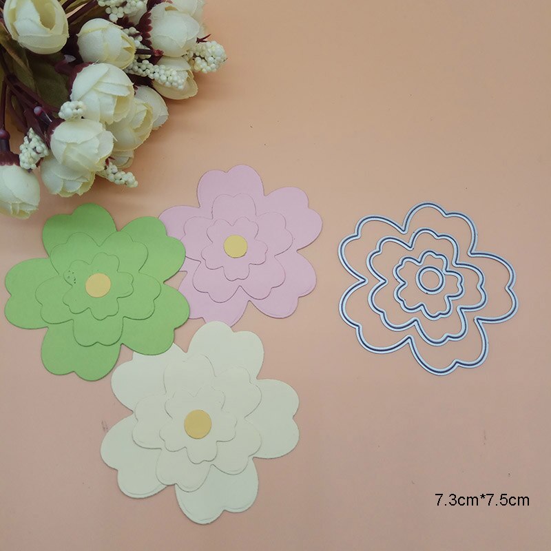 Pesimämuotti kampasimpukka ommeltu suorakulmio soikea tähti neliömerkki etiketti ympyräkehys metallinleikkausmuotit joulukorttiin: Pieni kukka