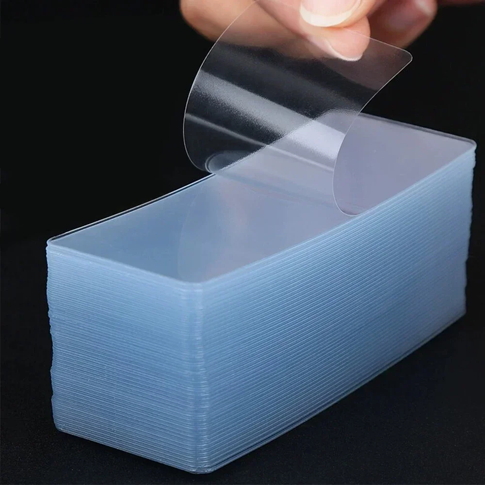 Ruban adhésif Double face solide en PVC, autocollants muraux carrés transparents réutilisables pour crochets, bandes de colle imperméables sans trace pour la maison
