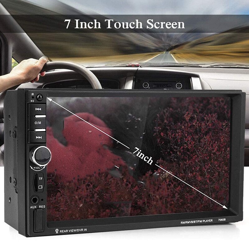 Car MP5, 7060B 7Inch HD TFT Screen Bluetooth Car MP5 Video Player FM Radio AUX USB Rear View Camera with Remote Control