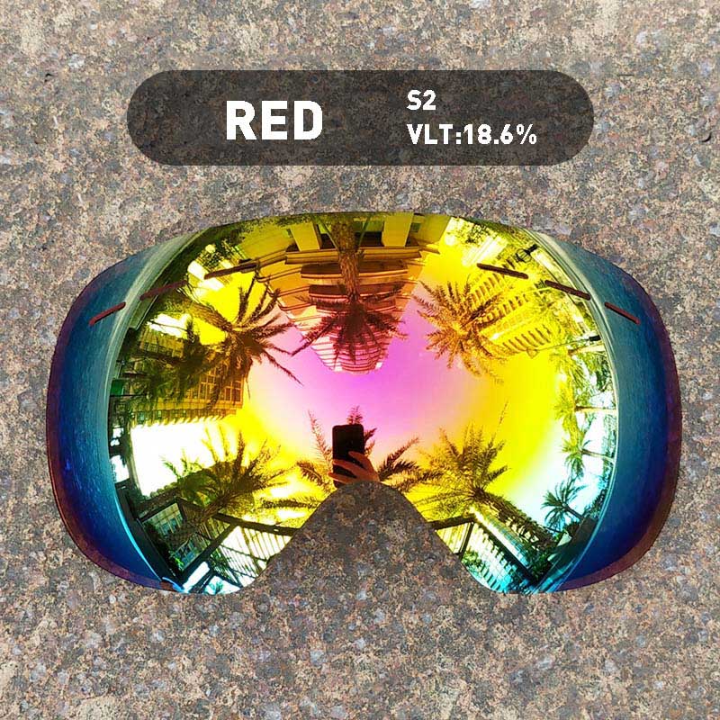 (Lens Only)Ski Goggles Lens For Anti-fog UV400 Big Spherical Ski Glasses Snow Goggles Eyewear Lenses Replacement: R