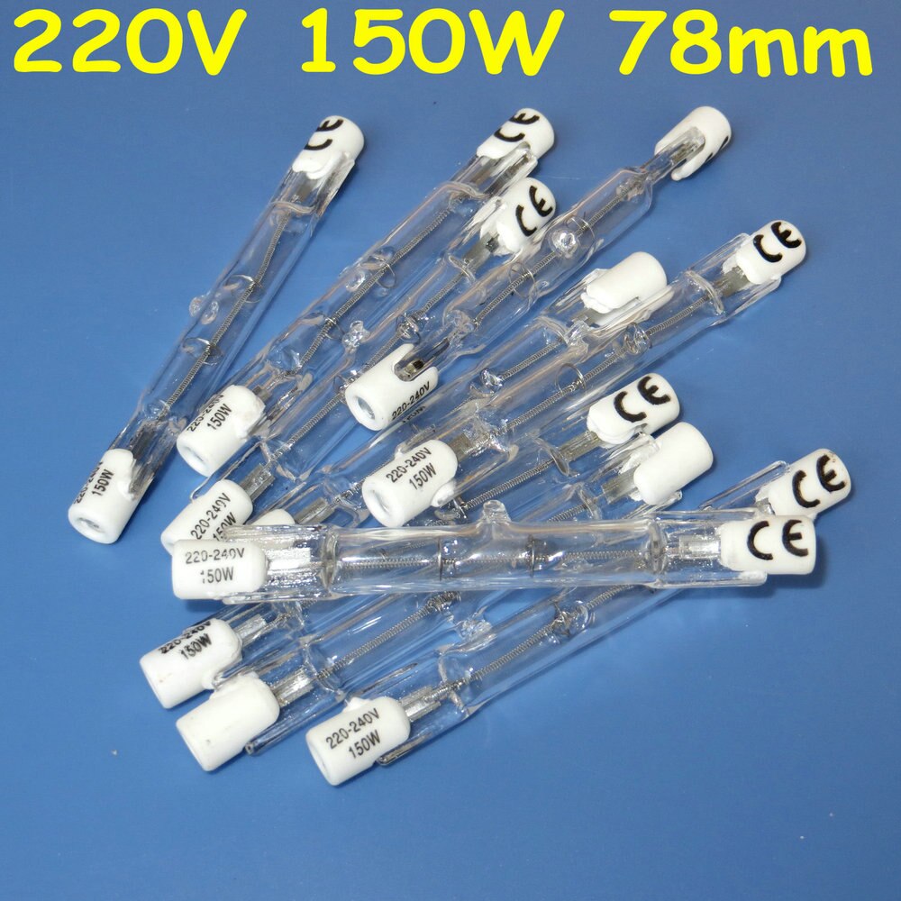 10Pcs HALOGEN LIGHT BULB 220-240V 150W 150 WATT J TYPE T3 78mm (R7s) Halogen Bulbs
