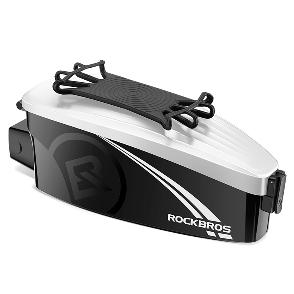 ROCKBROS Fahrrad-Handytasche, Regenschutz, Fahrrad-Handyhalter, Tasche, wasserdichte Fahrradtasche, vordere Balkentasche, Hartschalen-Oberrohrtasche: Weiß