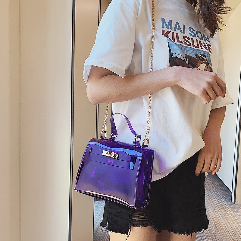HOCODO Neue PVC transparent Frauen Kupplung Tasche Durchsichtig Handtaschen Abend Tasche Handtasche Kette Schulter Tasche Umhängetasche
