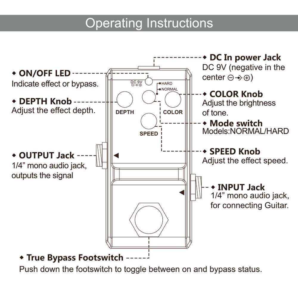Rowin LN-327 pedale Nano trillo pedale effetto tremolo per chitarra strumento musicale accessorio
