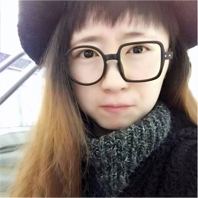 CUBOJUE Transparent Glasses Women Men Ultra-light Non-prescription Eyeglasses Frame One Round One Square Clear Lens